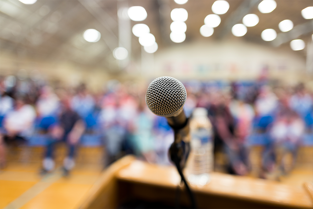 photo of microphone on podium